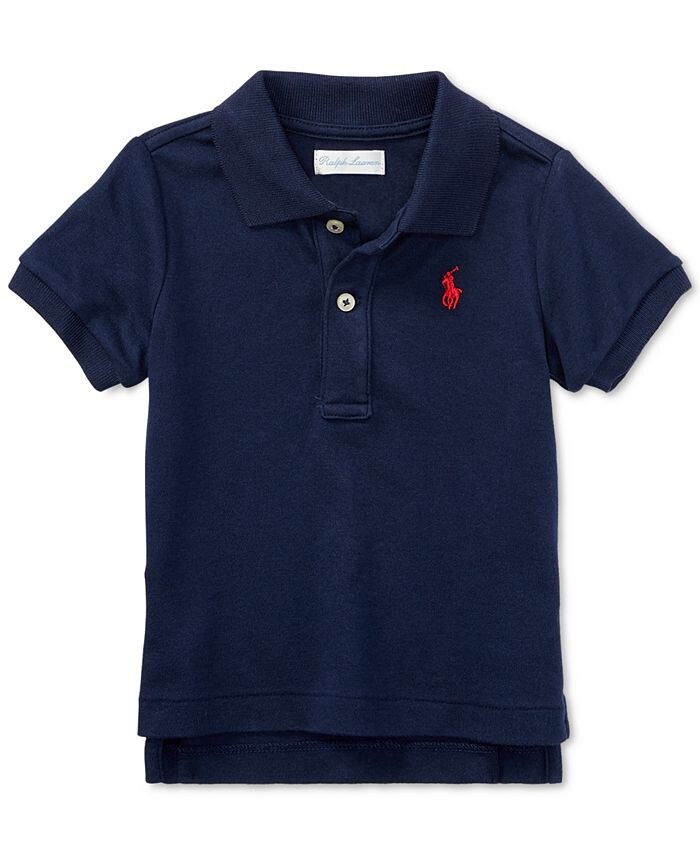 

Хлопковая рубашка-поло с короткими рукавами для маленьких мальчиков Polo Ralph Lauren, синий