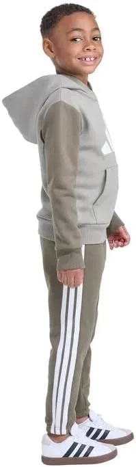 Детский спортивный костюм из флиса Adidas, худи и брюки, Green — фото 2