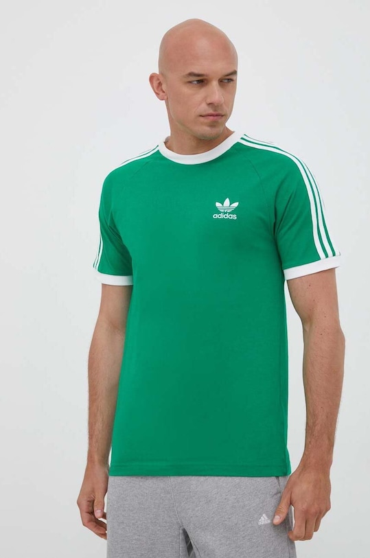 Хлопковая футболка Adicolor 3-Stripes Adidas Originals, зеленый — фото 4