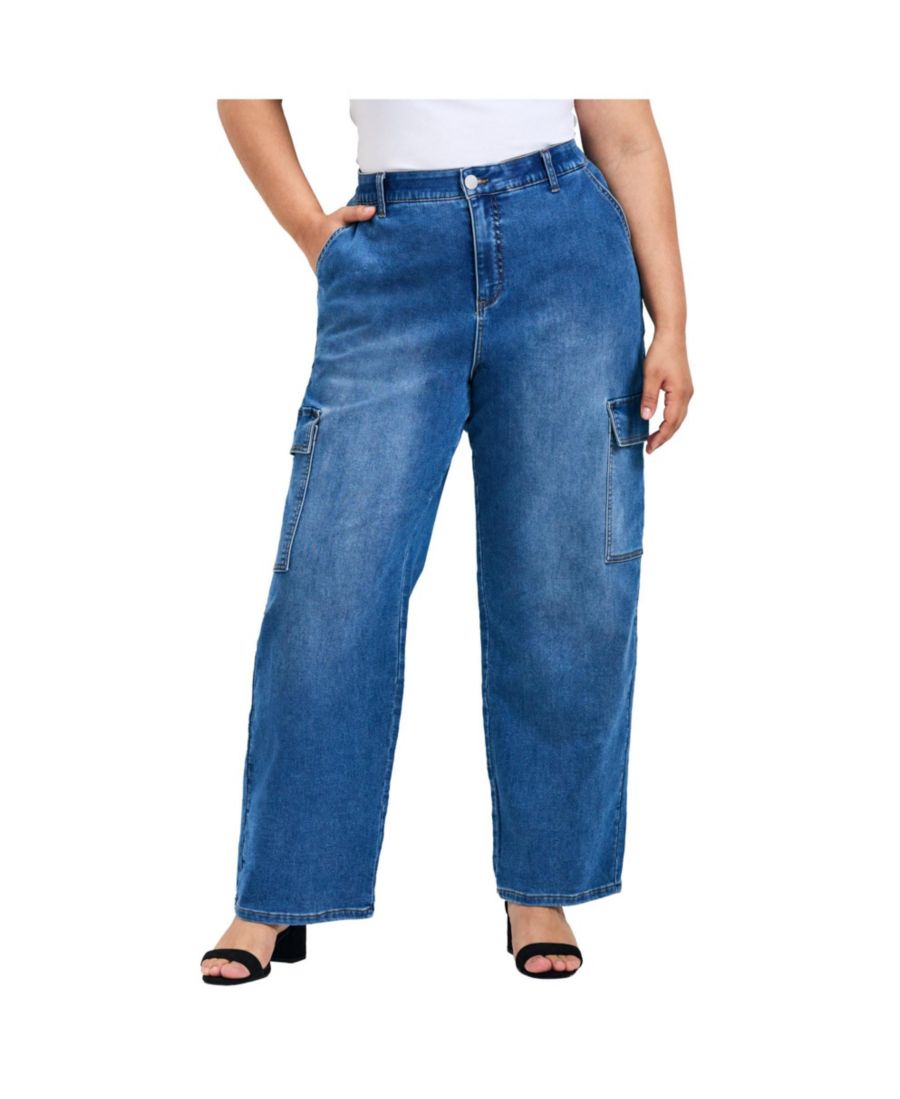 

Женские джинсы-карго Cassidy с широкими штанинами AVENUE, Mid wash
