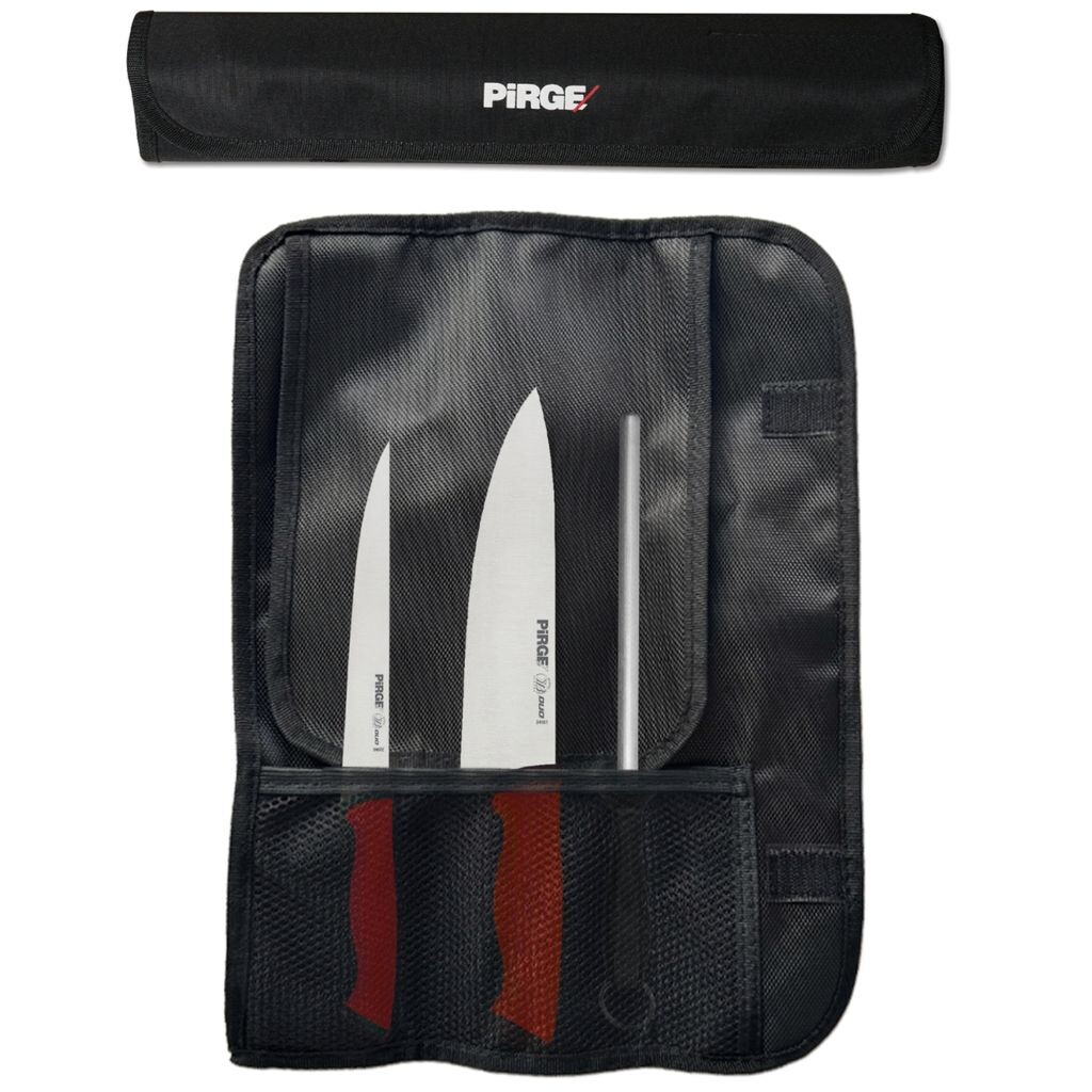 

Набор профессиональных ножей PİRGE Duo с сумкой, 4 предмета - нескользящая ручка - набор профессиональных поварских ножей - набор профессиональных кухонных ножей из нержавеющей стали - набор острых ножей Pirge