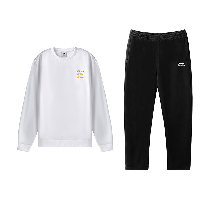 

LiNing Повседневная спортивная одежда унисекс, белый top+черный pants
