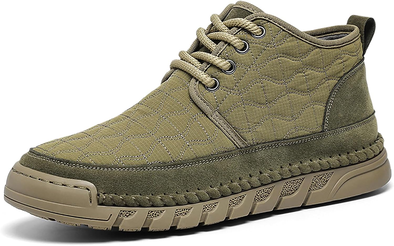 

Мужские повседневные ботинки LOVEHEYNEW из холщовой ткани с шнуровкой, модные, с ручной прострочкой, просторные, удобные, с мягкой подошвой, утепленные мехом, для снега, осенне-зимние, для активного отдыха, с противоскользящей подошвой, зеленый