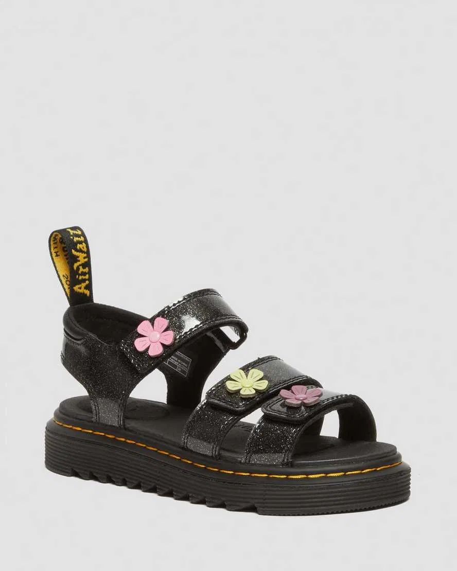 Детские сандалии Klaire с блестящим покрытием и застежкой-липучкой Dr Martens, черный, розовый