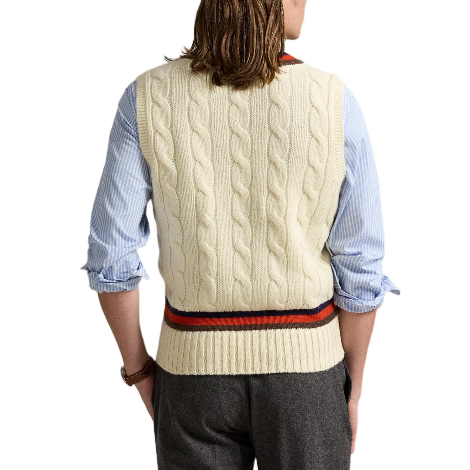 Вязаная жилетка с V-образным вырезом Polo Ralph Lauren Beige — фото 3