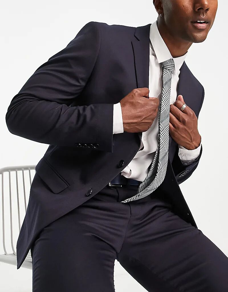 

Selected пиджак-стрейч приталенного кроя темно-синего цвета