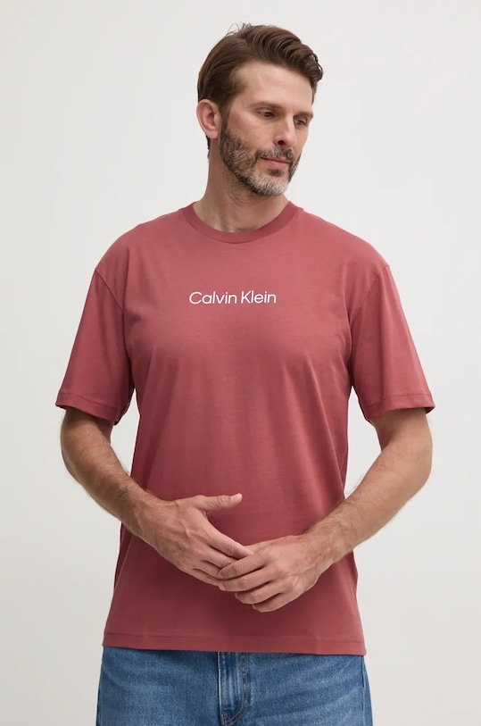 Хлопковая футболка Calvin Klein, красный — фото 4