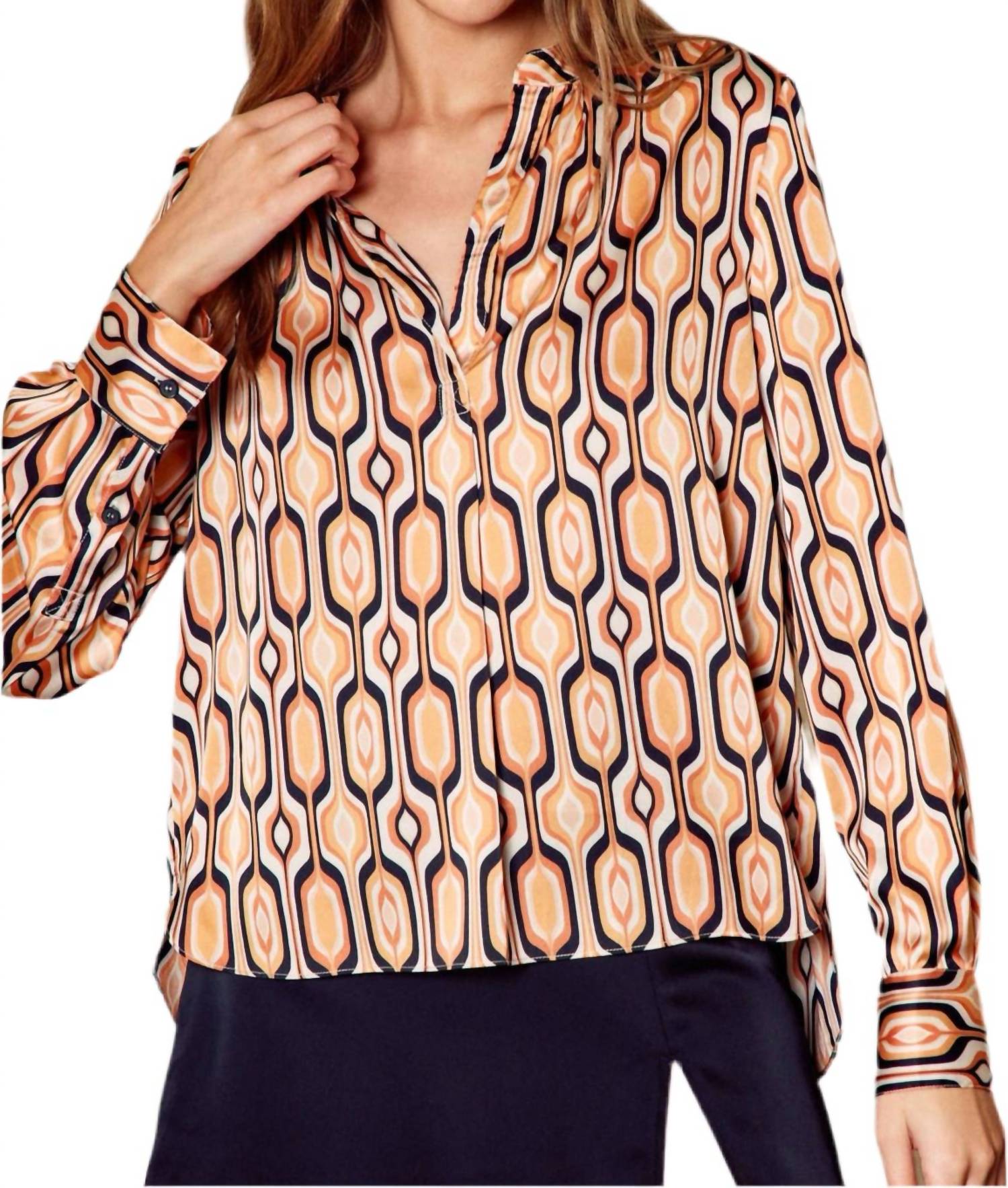 

Блузка Tiger Eye с разрезным воротником в винтажном янтарном оттенке DRESS FORUM, Vintage Amber