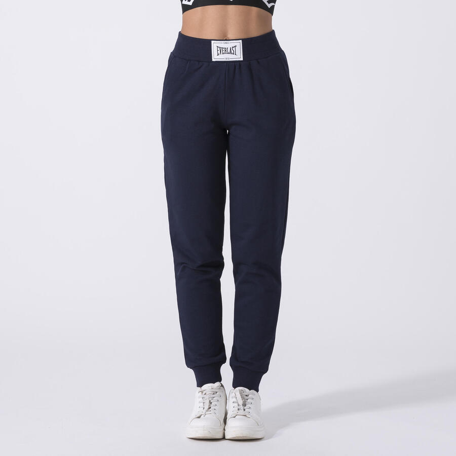 

EVERLAST КУЛЬТОВЫЕ БРЮКИ С МАНЖЕТАМИ ПО НИЖНЕМУ ПОДОЛУ СИНЕГО ТЕМНО-СИНЕГО ХЛОПКА, ПОЛИЭСТЕРА