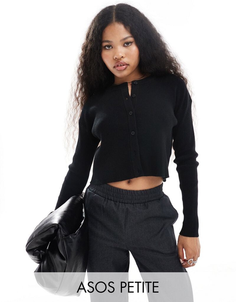 

Черный узкий кардиган с круглым вырезом ASOS DESIGN Petite ASOS