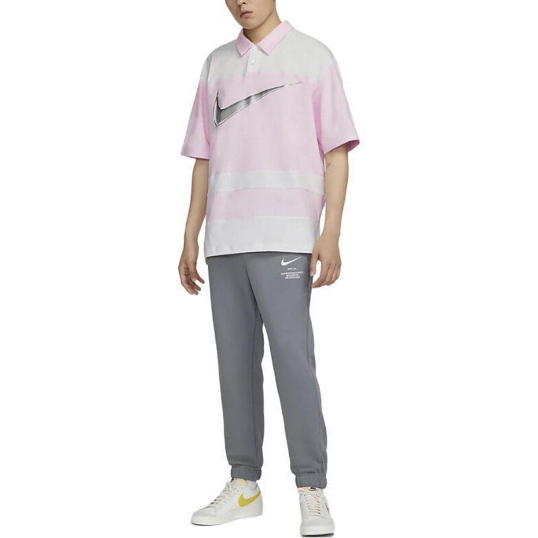 Спортивная мужская рубашка-поло в стиле колор-блок, розовая Nike, цвет Foam Pink — фото 3