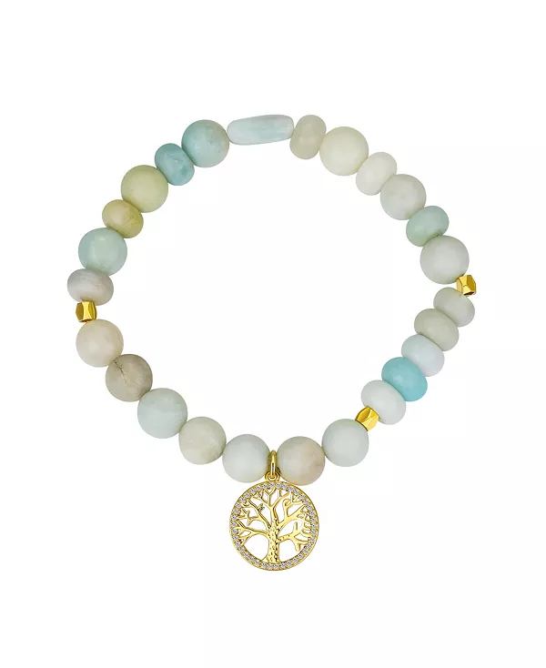 

Браслет с изображением генеалогического древа из кубического циркония и амазонита Unwritten, gold