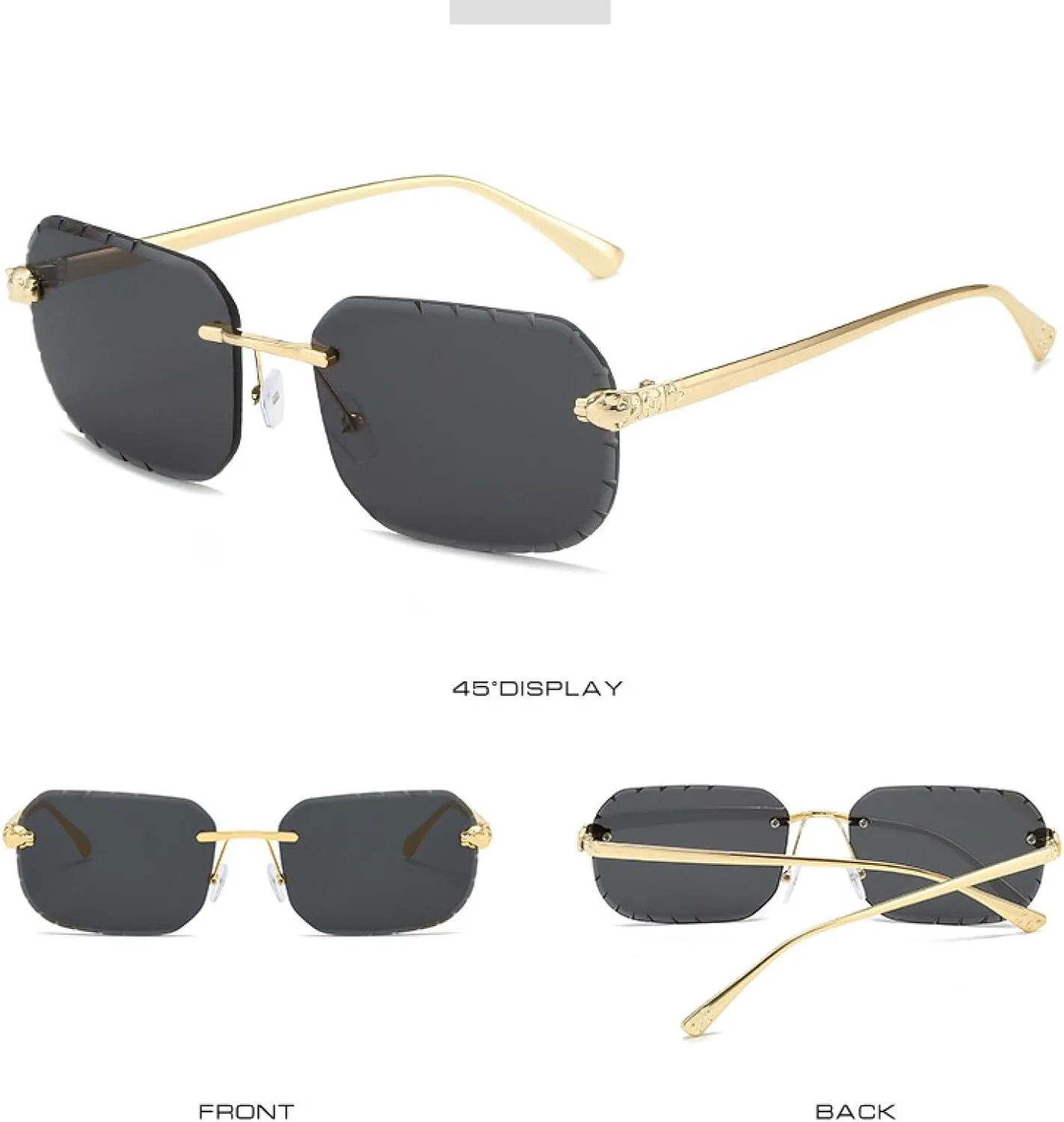 

Модные солнцезащитные очки без оправы для мужчин и женщин, прямоугольные солнцезащитные очки без оправы с защитой от УФ-излучения UV400 TKKTLLT, Gradient Gray