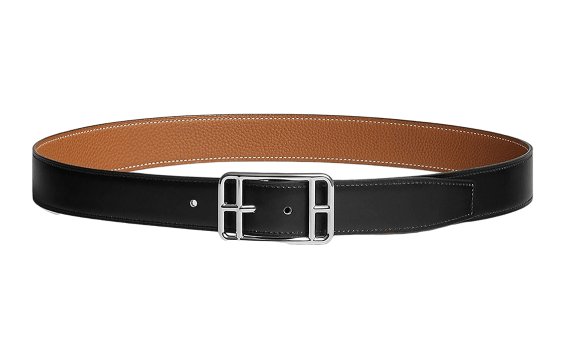 

HERMES Кожаный ремень из коровьей кожи Кейп-Код мужской черный шириной 3,2 см, Black