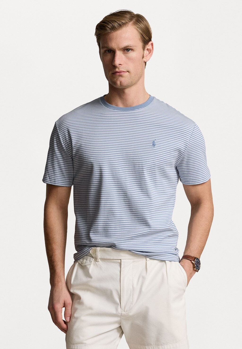 

Футболка с принтом CLASSIC FIT STRIPED SOFT COTTON T-SHIRT Ralph Lauren, синий