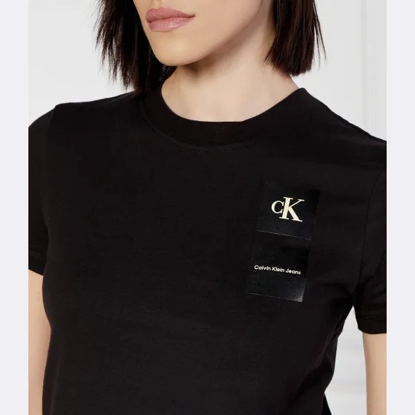 Укороченная детская футболка Calvin Klein, черный — фото 4