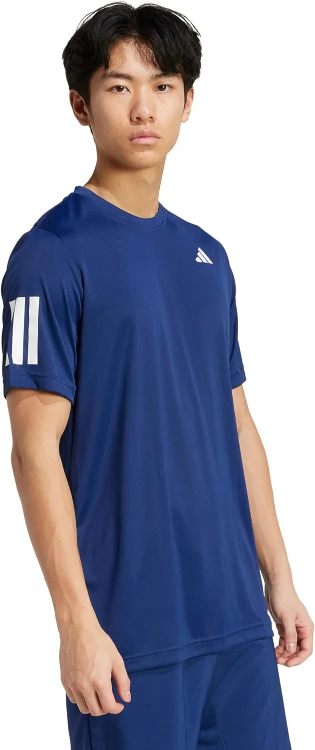 Футболка Adidas Mens Club Tennis Climacool с 3 полосками, темно-синий — фото 2