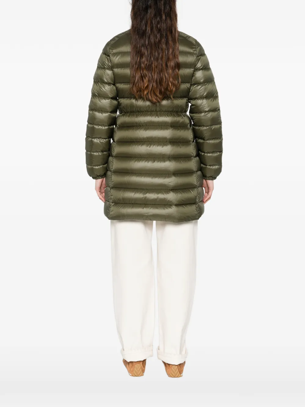 Стеганое пальто с двумя карманами Moncler, зеленый — фото 4