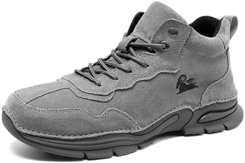 

Мужские кожаные модные кроссовки Boxpopla на шнурках, водонепроницаемые, с нескользящей подошвой, удобные для ходьбы, спортивные, легкие, дышащие, высокие кроссовки для бега, занятий спортом в зале и на улице, серый