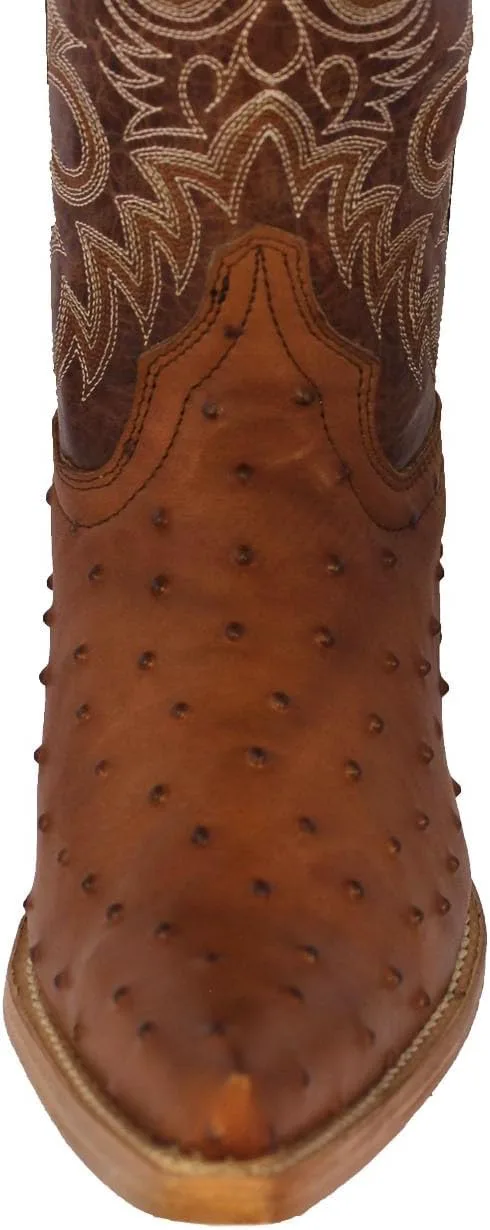 

Мужские кожаные ковбойские сапоги Texas Legacy цвета коньяк с западным стилем и узором из пера страуса, 3X носок