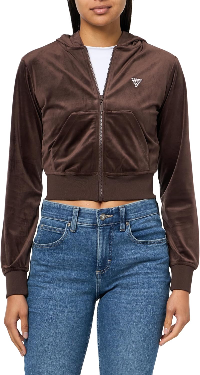

Женская худи с молнией и укороченным кроем GUESS Eco Couture, Regal Brown