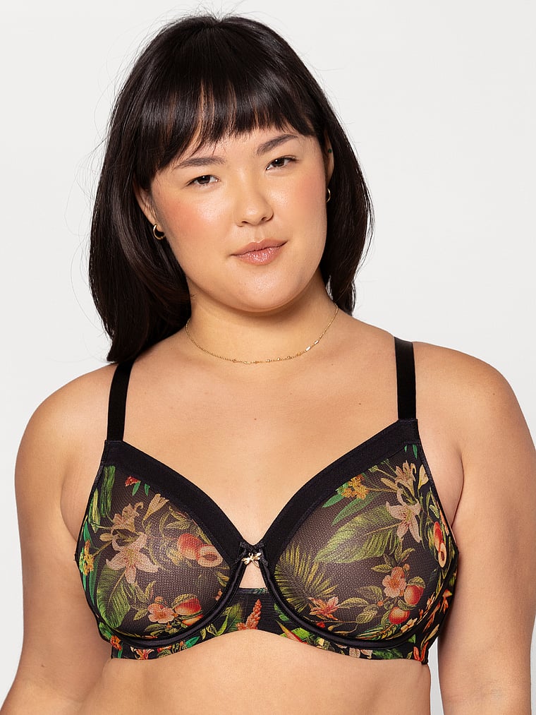 

Бюстгальтер из прозрачной сетки без подкладки Curvy Couture, цвет dragonfly garden