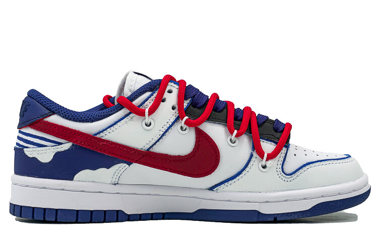 

Кроссовки Nike Dunk Skateboard Shoes Women's Low-Top White Blue Red