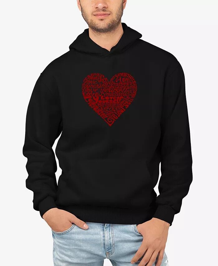 

Мужская толстовка с капюшоном Love Yourself Word Art LA Pop Art, черный