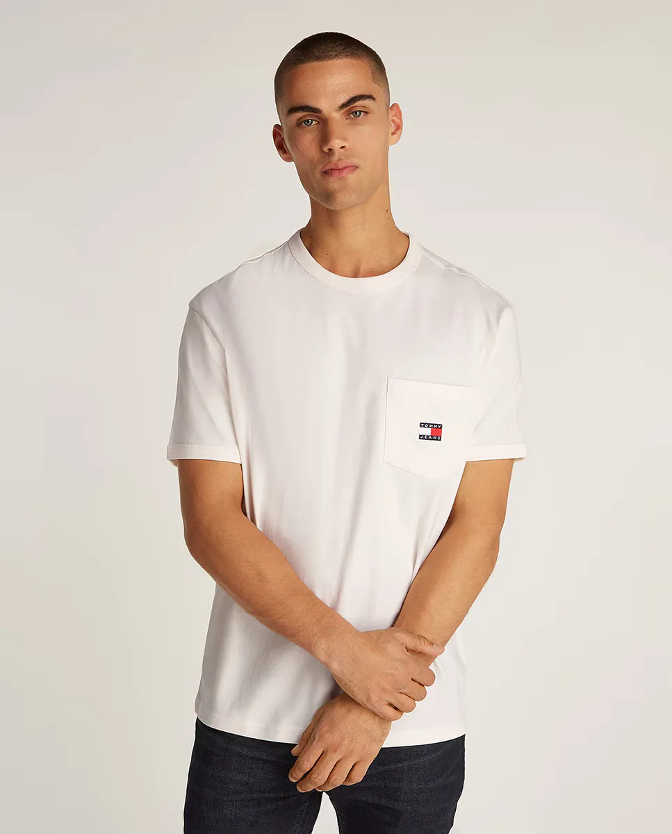 

Мужская футболка с карманом и короткими рукавами Tommy Jeans, цвет Crudo