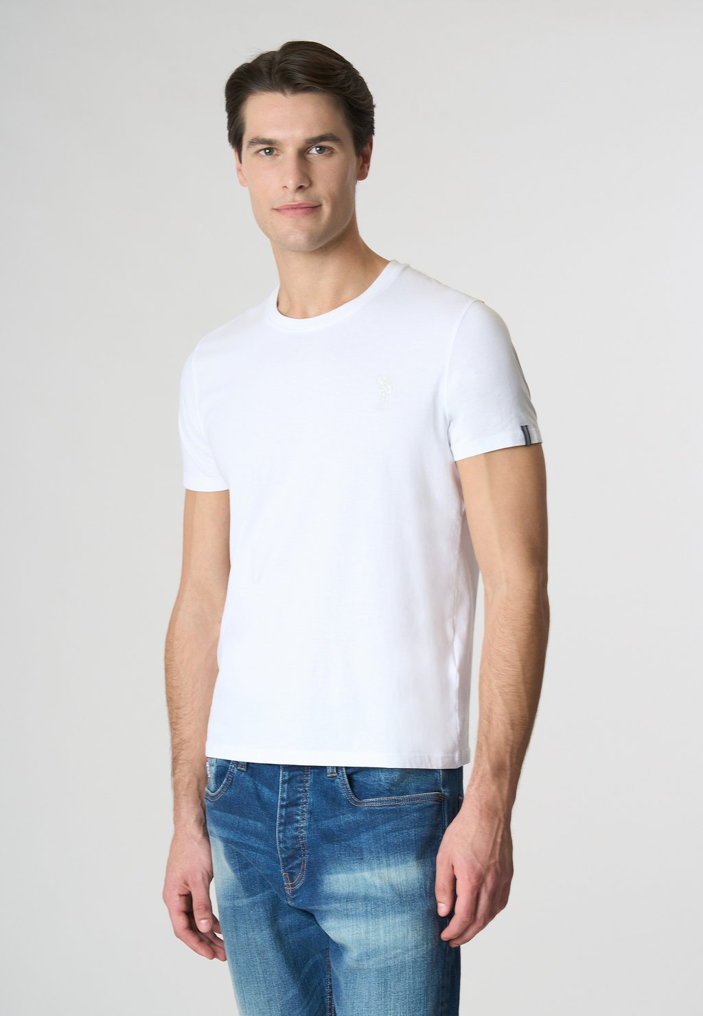 

Базовая футболка A MANICHE CORTE IN STRETCH CON LOGO U.S. Polo Assn., белый