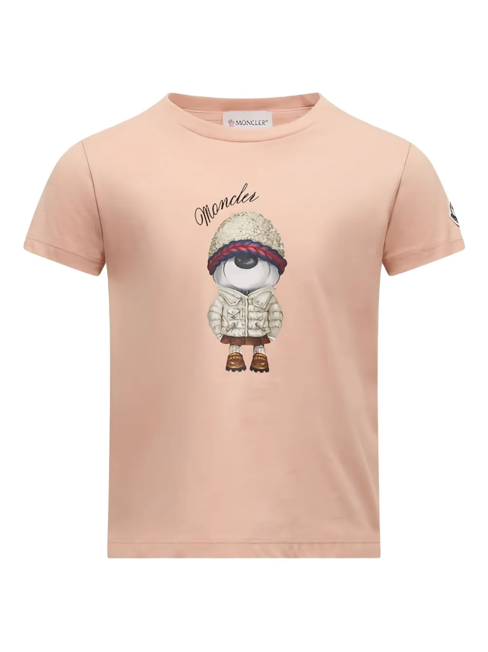 

Футболка с логотипом и принтом медведя Moncler Enfant, розовый