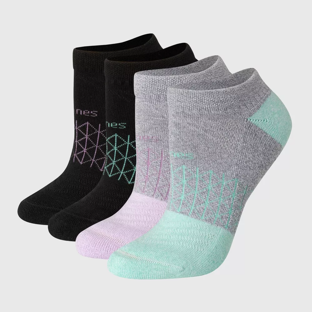 

Носки Hanes женские 4 пары Absolute Active No Show, цвет Gray/Black