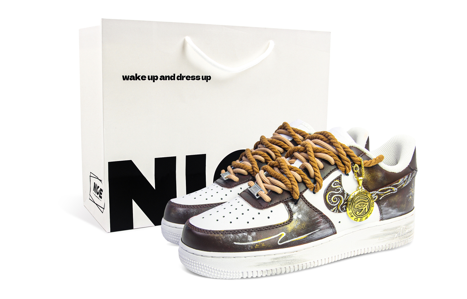 

Кроссовки Nike Air Force 1 устойчивые к истиранию низкие для скейтбординга унисекс бронзовые, цвет Rous' Eye Shopping Bag