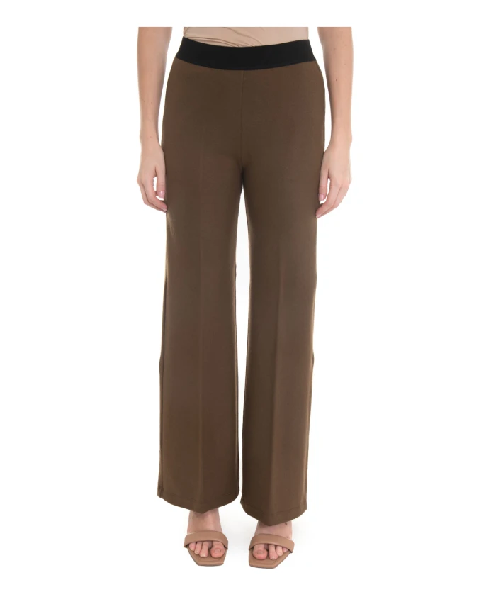 

Расклешенные брюки из шерстяной смеси с эластичным поясом Seventy, коричневый