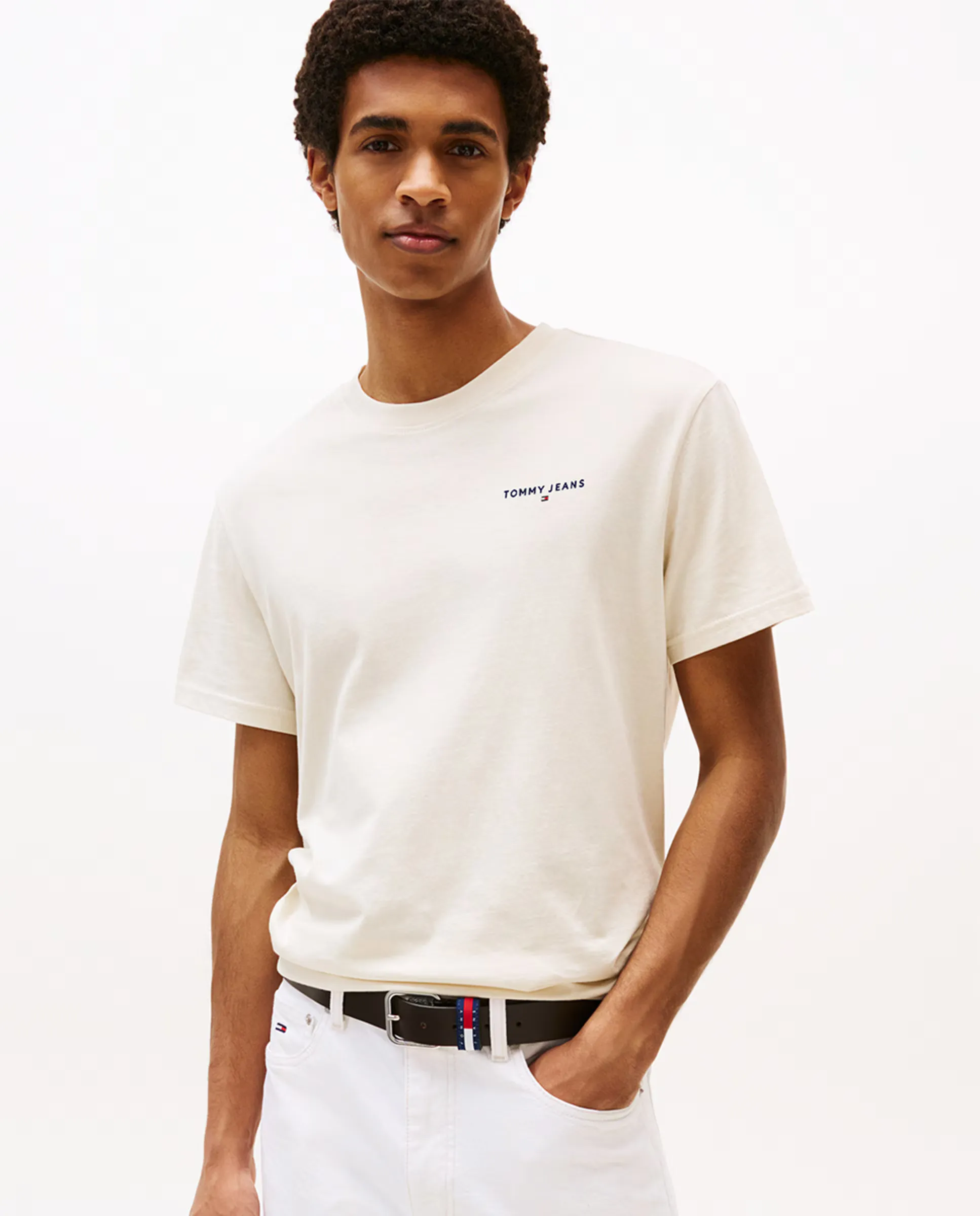

Мужская футболка slim fit с коротким рукавом Tommy Jeans, кремовый