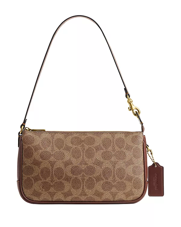 

Миниатюрная холщовая сумка Plaza с фирменной символикой. Coach, коричневый