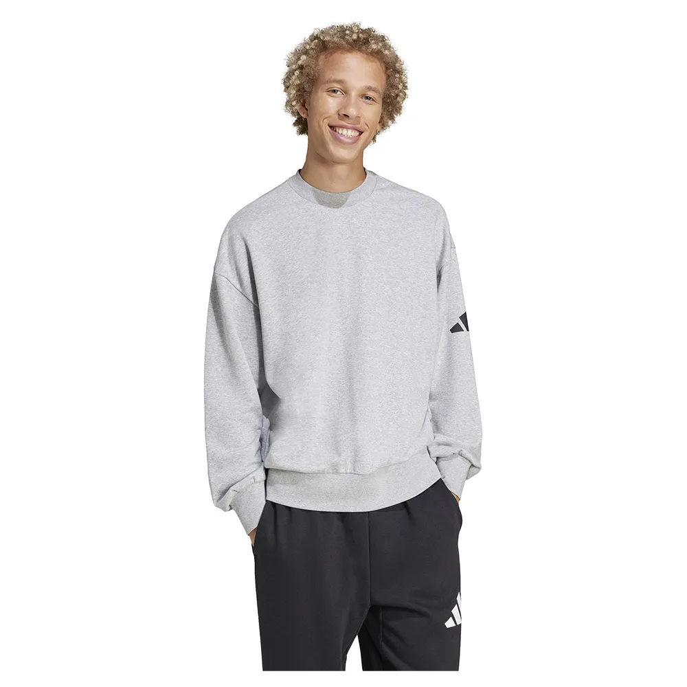 Толстовка adidas Essentials Loose Fit 3 Bar Logo, серый — фото 4