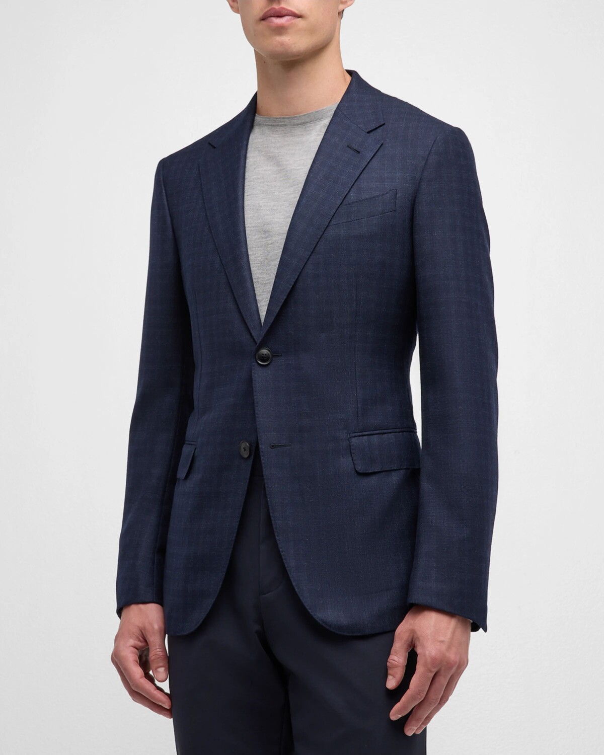 

Мужской шерстяной пиджак в клетку ZEGNA, цвет Blue Navy Check