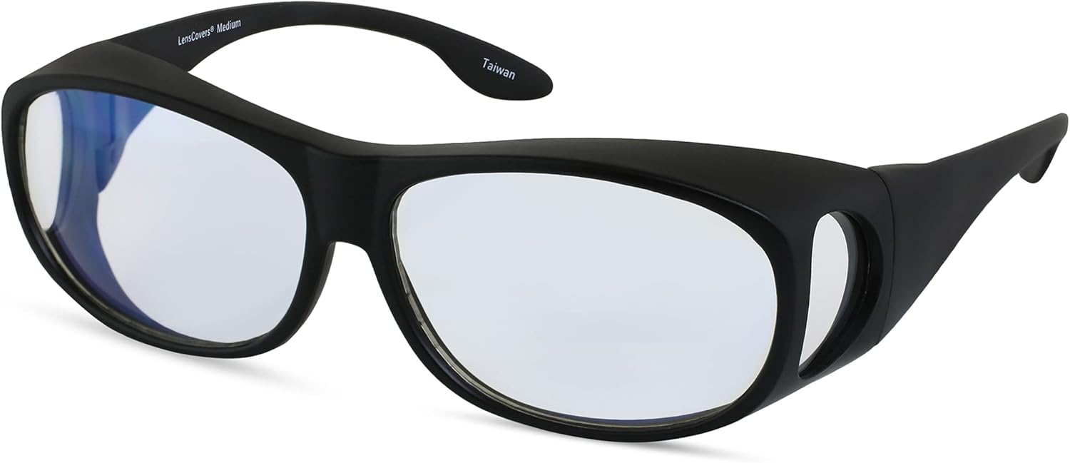 

Солнцезащитные очки LensCovers с поляризованными линзами и обтекаемой формой | Надеваются поверх солнцезащитных очков | Надеваются поверх обычных очков, Black Frame With Blue Light Blocking Lenses