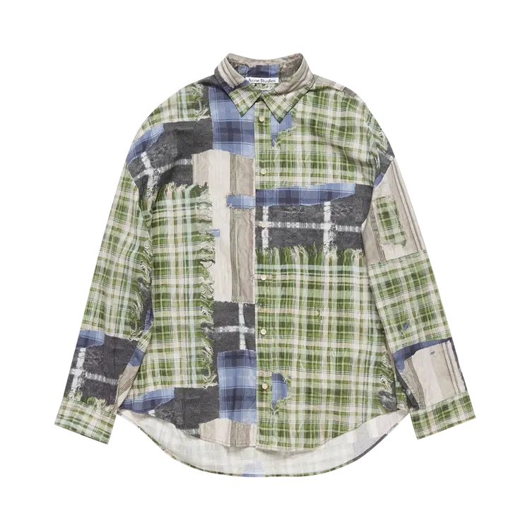 

Рубашка Acne Studios Button Up 'Green/Multicolor', зеленый
