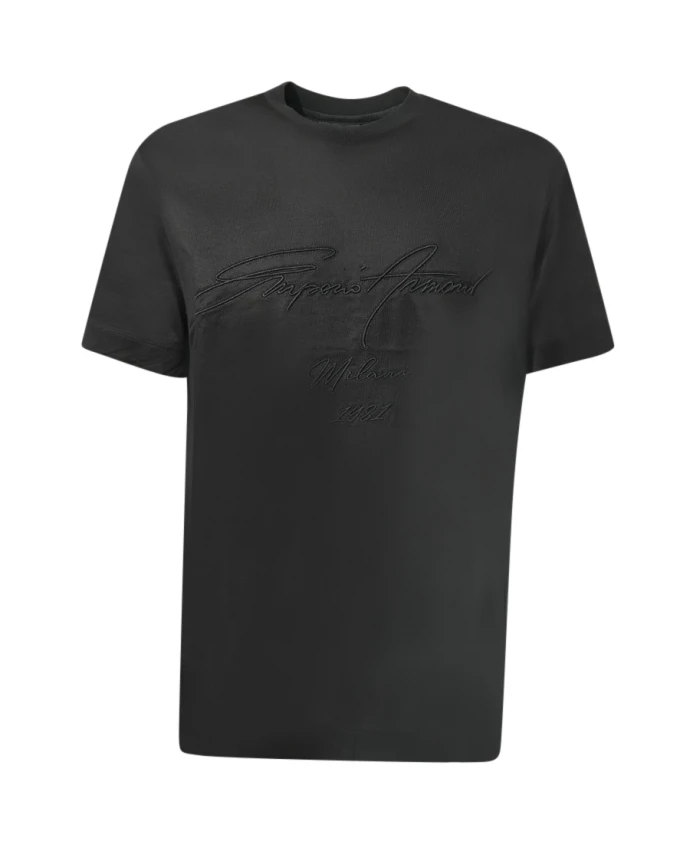 

Футболка ASV из лиоцеллового трикотажа с крупной вышивкой. Emporio Armani, черный