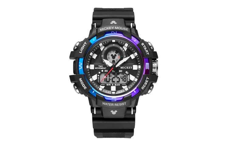 

Disney Мужские часы с электронным механизмом, ремешок из резины, черный циферблат