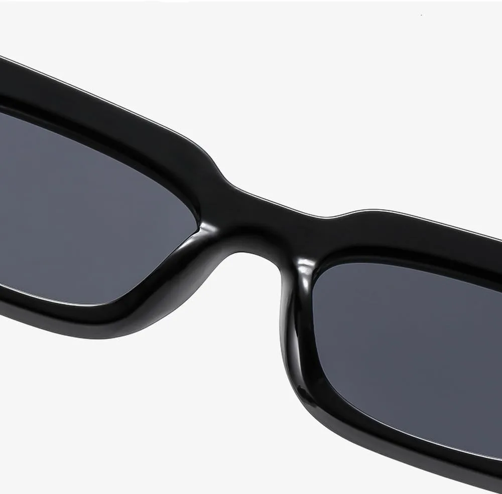 

Маленькие прямоугольные солнцезащитные очки для мужчин и женщин, с широкими дужками, дорожные солнцезащитные очки, винтажные, ретро, ​​UV400 TYUVIVO, Black