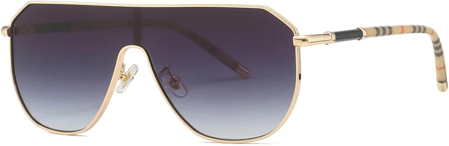 

Солнцезащитные очки с плоской верхней частью, крупная оправа, цельные, женские и мужские, роскошные, винтажные, в стиле металл-панк, популярные оттенки TKKTLLT, Gold Gray