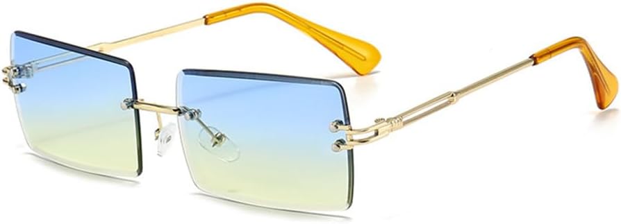 

Ретро маленькие прямоугольные солнцезащитные очки для женщин, без оправы, солнцезащитные очки для мужчин, летний стиль, женская защита от УФ-излучения UV400 LANGSER, C12