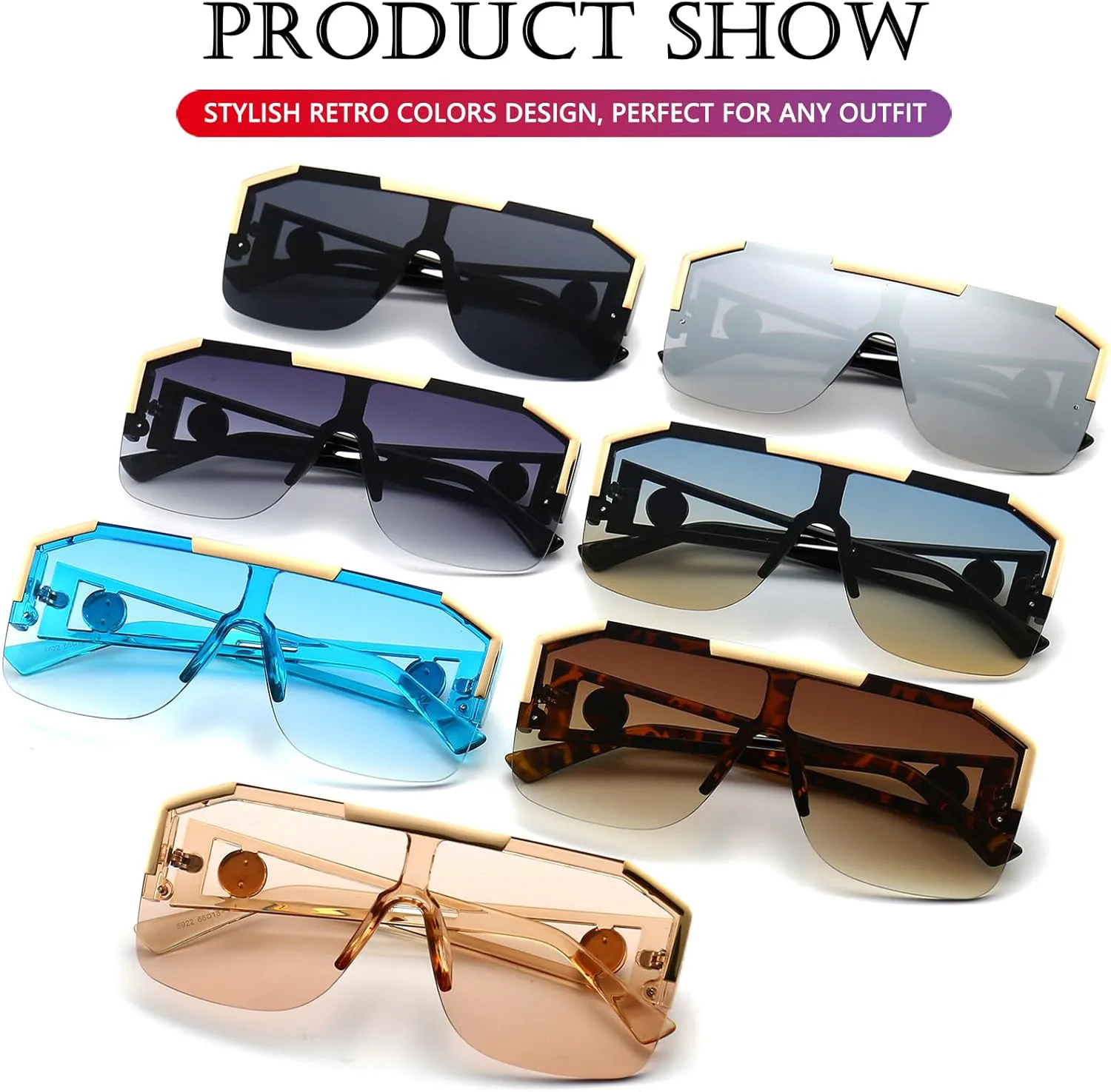 

Солнцезащитные очки AIEYEZO квадратной формы, увеличенного размера, с плоской верхней частью, для мужчин и женщин, с одной линзой, квадратной формы, Grey Gradient