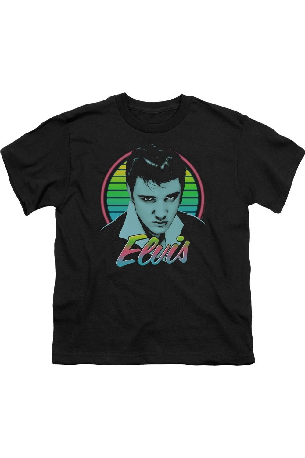 

Футболка с принтом Elvis Presley Neon King с коротким рукавом для детей Gildan, черный