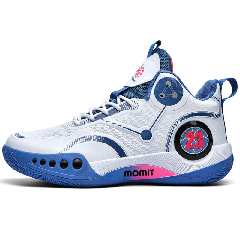 

Wooden Rabbit Амортизирующие нескользящие износостойкие дышащие термостойкие баскетбольные кроссовки High Top унисекс с верхом из бело-голубой кожи, цвет White Blue Leather Upper