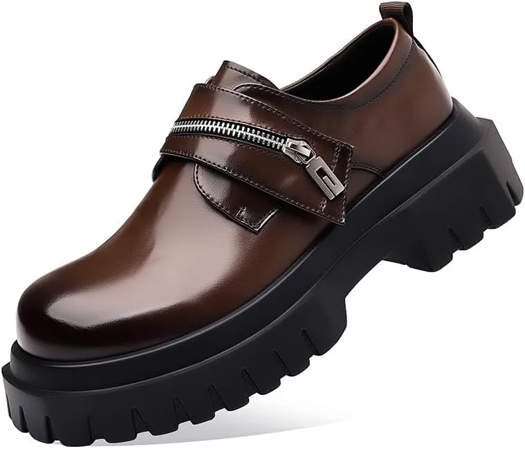 Туфли Men's Fashionable Lightweight Thick-Soled Casual Leather Shoes TGRNFHKPYY, коричневый