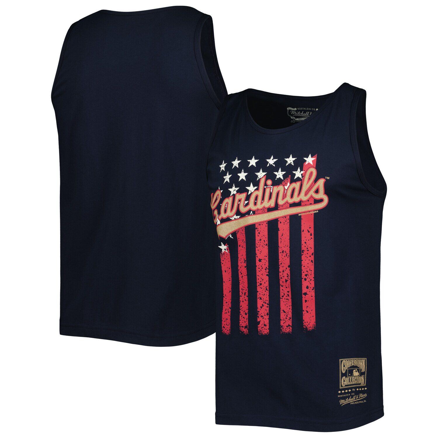

Мужская темно-синяя майка Mitchell & Ness St. Louis Cardinals Cooperstown Collection Stars and Stripes, Синий, Мужская темно-синяя майка Mitchell & Ness St. Louis Cardinals Cooperstown Collection Stars and Stripes
